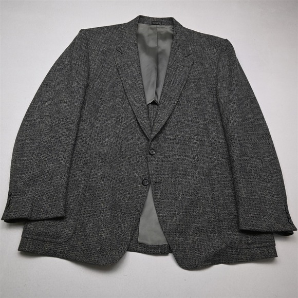 Vtg USA Made 48R Gray Fleck Wool Tweed Mens Blazer Suit Jacket Sport Coat